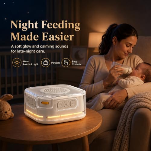 Coulunfit White Noise Sound Machine for Baby, 28 Soothing Sleep Sounds, Auto Cry Detection, Bluetooth Speaker, 3-Level Night Light,Timer,Portable Rechargeable Sleep Soother for Nursery, Home Travel — view 4