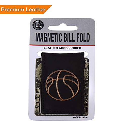 Image of LB LEATHERBOSS Men's New Leather Strong Magnetic Money Clip (Basketball)