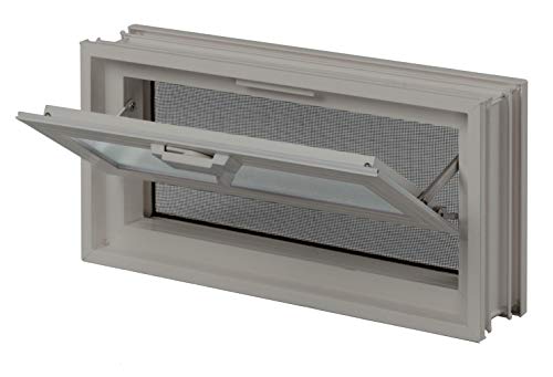 FUCHS Ventana de ventilación Gris guijarro en vez de 2 bloques de vidrio tamaño 19x19x8 cm - con alambrera Cover