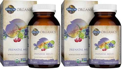 Image of Garden of Life Organics Women's Prenatal Multivitamin with Vitamin D3,B6,B12,C & Iron,Folate for Energy & Healthy Fetal Development - Organic,Non-GMO,Gluten-Free,Vegan,60 Day Supply,(Pack of 2)