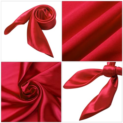 Women Silk Feeling Scarf 23.6'' Solid Color Square Satin Scarf Neck Head Bandana for Halloween Costume Accessory4