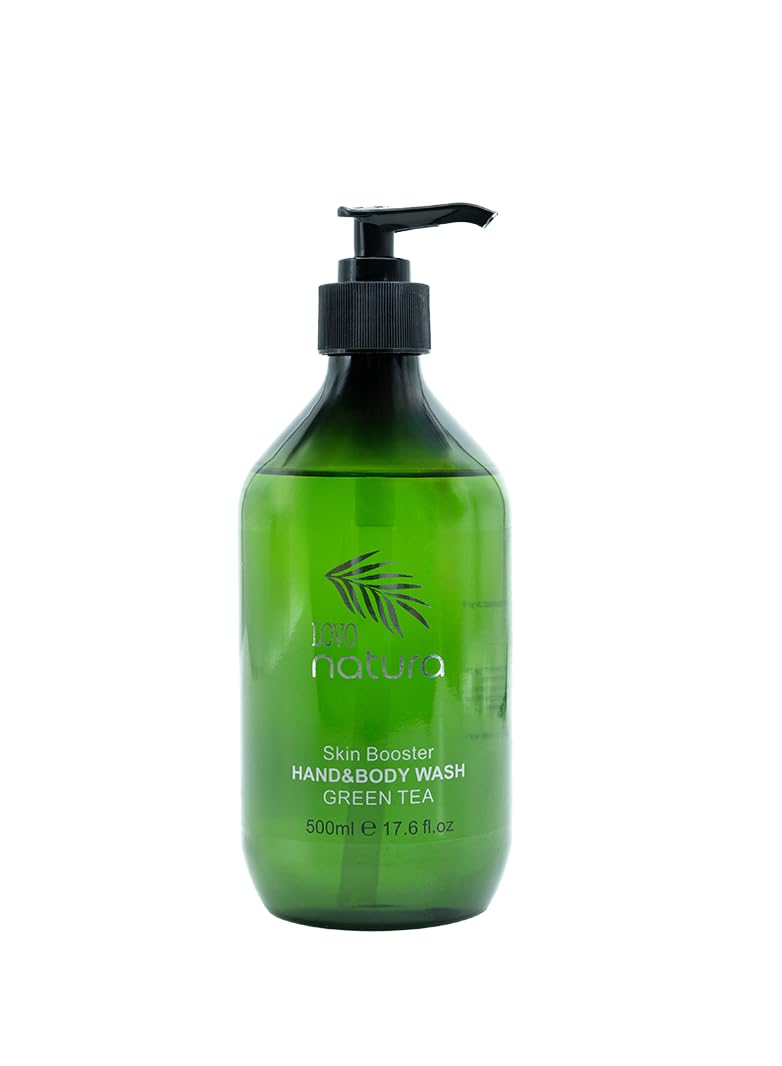 LOVO Natura Shower Gel, Green Tea Fragrance, 500ml, Luxury Body Wash, Natural Remineralizing Formula, Spa, Salon, Hotel Amenities in Pump Bottle