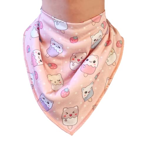 Bandana ABDL bavoir adulte blanc motif glaces avec pressions Pawz