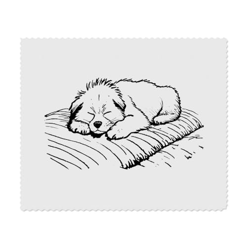 2 x 'Dog Sleeping on Blanket' Microfibre Lens/Glasses Cleaning Cloths (LC00026422)