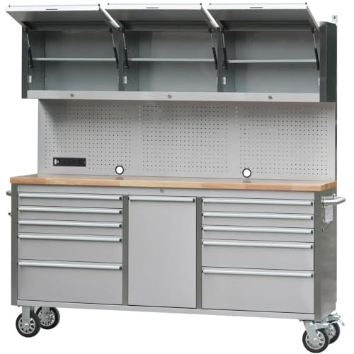 72-Inch Stainless Steel Mobile Tool Chest with Storage
