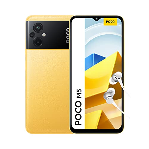 POCO M5 - 4+64GB スマートフォン、6.58 インチ 90Hz FHD+ DotDrop スクリーン、MediaTek Helio G99、AI 付き 50MP トリプルカメラ、5000mAh、NFC、イエロー (ES バージョン + 3 年保証)