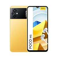 Poco M5 Smartphone+Kopfhörer, 4+128GB Handy ohne Vertrag, 6.58” 90Hz FHD+ DotDrop Display, MediaTek Helio G99, 50MP AI Dreifach-Kamera, 5000mAh, NFC, Yellow (DE Version + 2 Jahre Garantie)