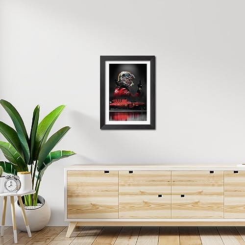 Image of TenorArts Sebastian Vettel Poster F1 Driver Posters Formula One Photo Frame Painting with Matt Finish Dark Texture (12 inches x 9inches)