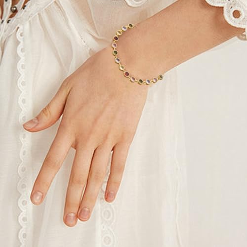 14K Real Gold Plated Colorful Bracelets for Women Dainty Trendy Cute Cubic Zirconia Bracelet3