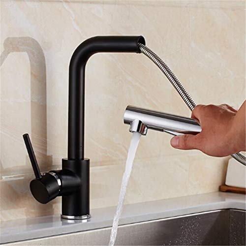 Robinet de cuisine avec douchette extractible en laiton chromé pour évier