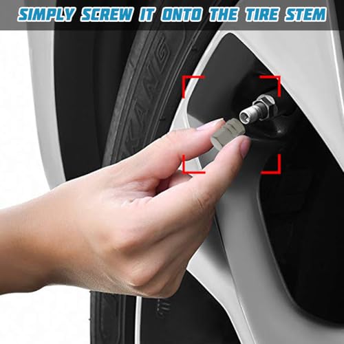 Image of Osilly Car Tire Stem Valve Caps, 8 PCS Aluminum Alloy Valve Stem Covers, Leak-Proof Tire Cap Cover Accessories, Hexgon Style Wheel Air Valve Caps for SUV Car Bike (Gray)