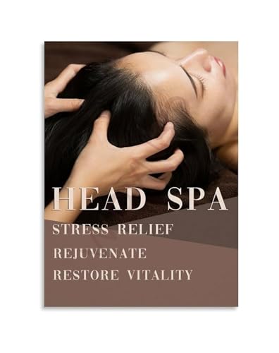 Head Massage Therapy Art Beauty Salon Canvas Print Zen Decor for Spa Room and Living Room(Unframed,08x12inch(20x30cm))