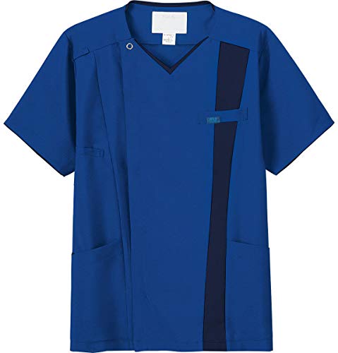 フォーク(FOLK) 7058SC メンズスジップクラブ L 7.ロイヤルブルー×ダークネイビー 医療ユニフォーム スクラブ 手術着 オペ着