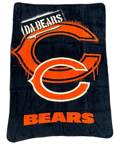 Northwest The Company NFL Double Sided Design Plush Raschel Throw Blanket 60x80 (Chicago Bears)