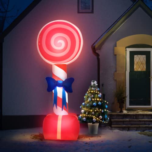Brother Inflatable 8Ft Lollipop Yard Decorations Birthday Party , Blow Up Advertising Candy Sign For Wedding Day Decor, Lighted Candyland Balloons Yard,Porch,Lawn,Party Outdoor Ornament, Pink, Cy #TOP5