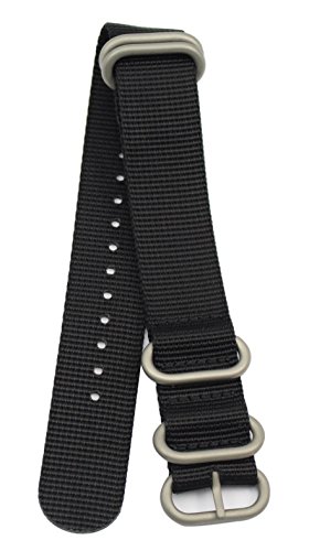 Artstyle Watch Band With 1.5Mm Thickness Quality Nylon Strap And Heavy Duty Brushed Buckle (Black, 22Mm) #TOP2