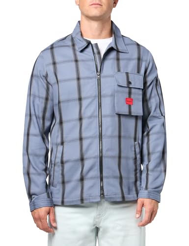 Image of Hugo Men's Cotton Mix Canvas Zip Up Overshirt