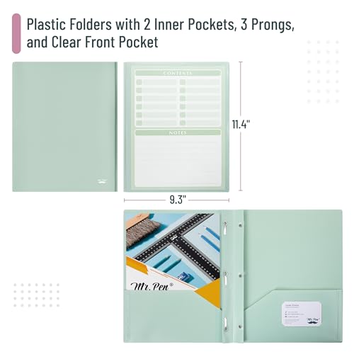 image for Mr. Pen- Plastic Folders with Pockets and Prongs, 20 Pack, Letter Size