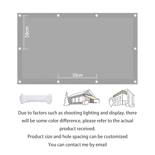 Voile d'ombrage rectangulaire 3.4x3.5m gris clair avec cordons