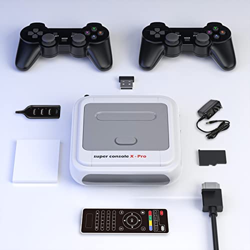 Classic Super Console X Pro Has Emuelec Game System/Android Tv System,Retro Game Console Pre-Installed With 90,000+ Games, 62+ Emulators。Support Wifi/1000M Ethernet, Plug And Play Video Game Console #TOP6