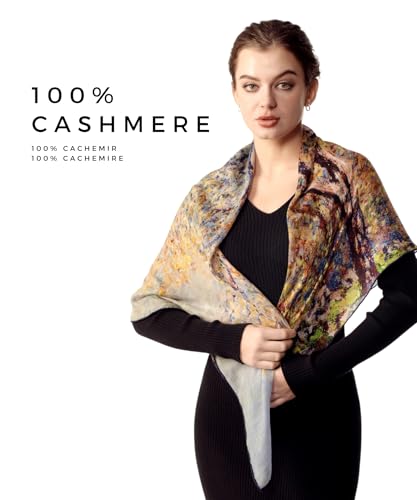 PoeticEHome Cashmere Scarf Wrap 36"x36" - Featherlight & Wrinkle-Free Artistic Square Shawl for Travel & Office, Gift Ready3