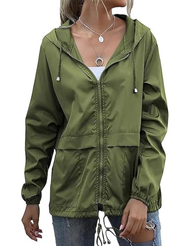 Muzeca MUMK0011_G_L Rain Jackets For Women Waterproof Lightweight Windbreaker Jacket Womens Rain Coats cover