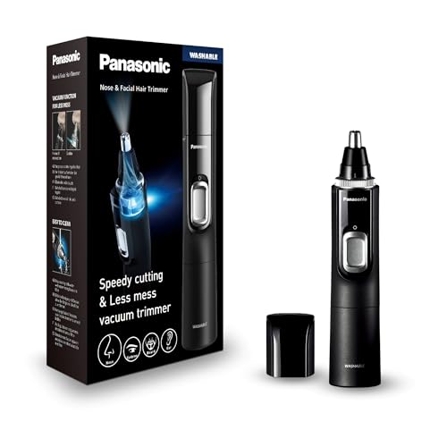 Panasonic ER-GN300-K503 Tondeuse pour Poils de Nez pour Hommes, Rasoir Électrique Haut de Gamme, Tondeuse pour le Nez, les Oreilles et les Sourcils, Étanche, à Pile, Noir