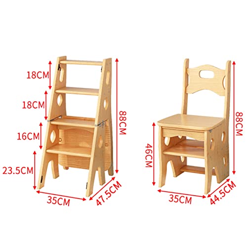 Chaise-escabeau en bois à 4 marches structure robuste renforcée 150 kg