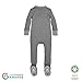 Burt's Bees Baby Boys' Organic Stripe Zip Front Non-Slip Footed Sleeper Pajamas, Charcoal/Heather Stripe, 3-6 Months