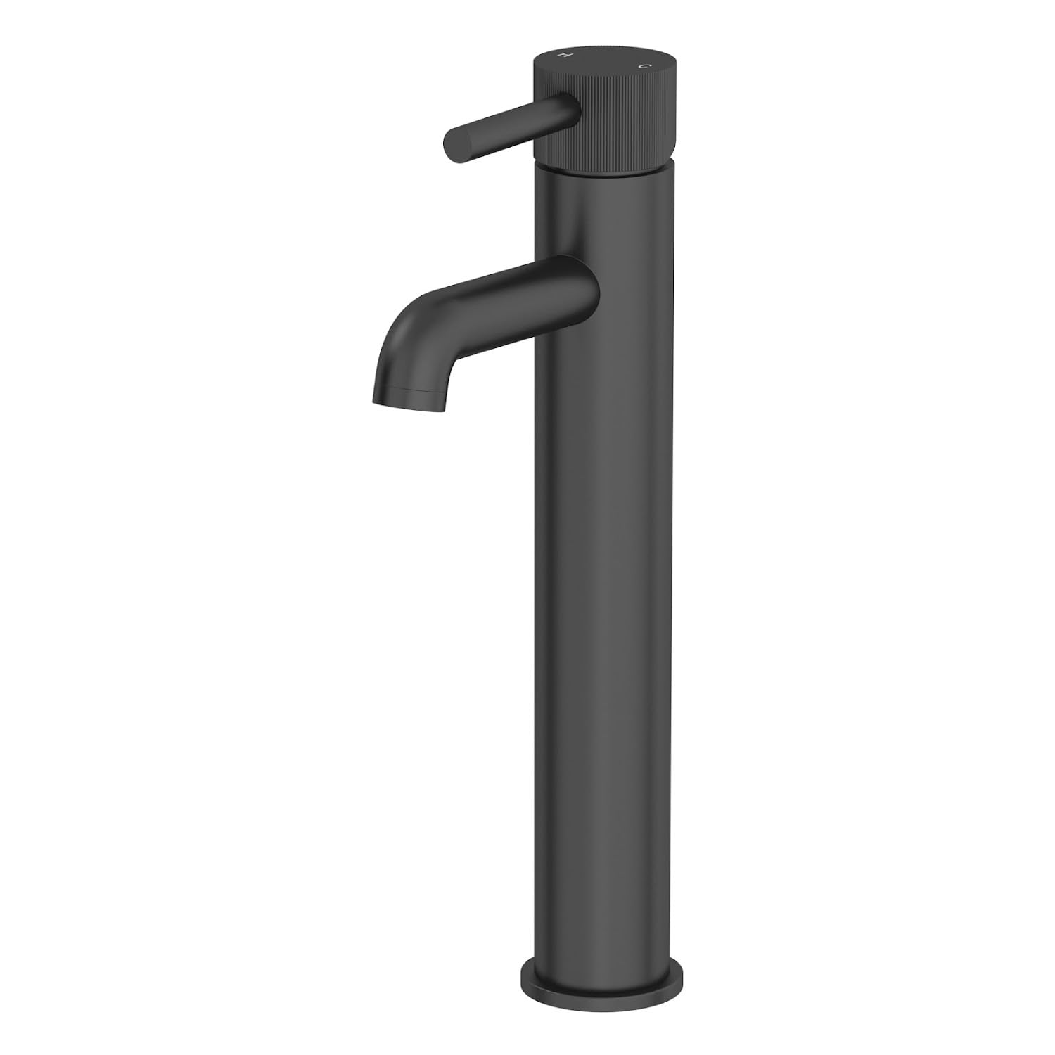 Architeckt® Fluted Bathroom High Rise Basin Sink Mixer Tap Modern Mono Round Single Lever Handle Faucet for Sinks, Matt Black