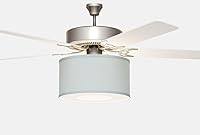 Vista 1 de Kit de pantalla de tambor para ventilador de techo, 100% lino, con adaptador y difusor GRATUITO Se ajusta a kits de luces estándar de ventilador