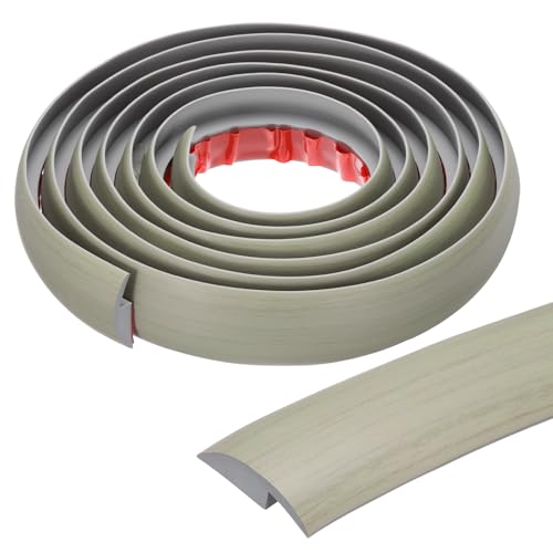 QUARKZMAN Bodenübergangsleiste Selbstklebend, 3m/9,8ft Laminat Türübergangsleisten Teppichkantenleiste für Teppichtüren zur Überbrückung von Bodenlücken für 7mm Höhe, Graue Holzmaserung