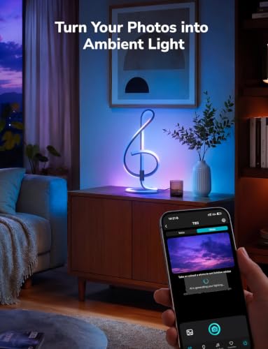 Image of Lepro TB2 AI Smart Table Lamp, RGB Plus IC Addressable LED Lamp Alexa Google Compatible, LightBeats Music Sync, AI Generated Lighting LLM, Modern Spiral Lamp Color Changing, 2.4 GHz WiFi /Bluetooth