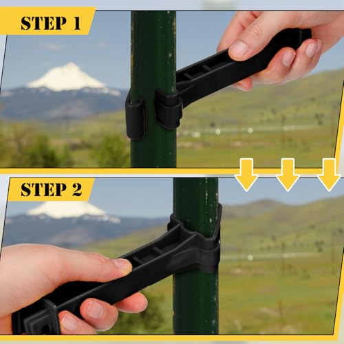 Image of Pangda 45 Pcs 5 inch Snap Type Insulator Electric Fence T Post Insulators Extended Snug Fitting T Post Electric Fence Wire Clips for Agricultural and Ranchers (Black)