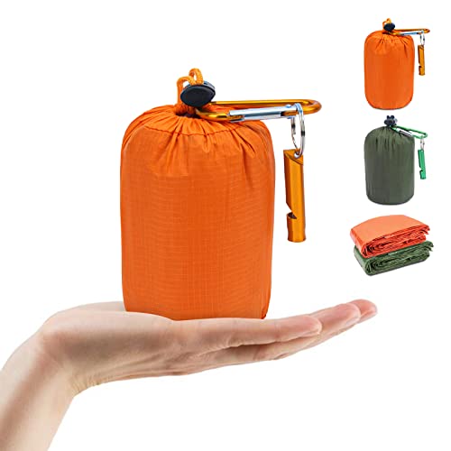 Paquete de 2 Sacos de Dormir de Emergencia con Silbato, Impermeables, Ligeros, Primeros Auxilios, Supervivencia, Bolsas de bivy, Manta de Calor para Acampar, Senderismo, Actividades al Aire Libre Cover