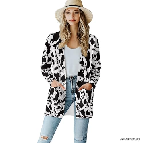 Image of Women's Lightweight Cardigans with Pockets Trendy Long Sleeve Open Front Cardigan Casual Tops Jackets Fall Oufits S-2XL