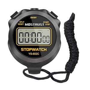 Digital Simple Stopwatch, Single Lap/Split Basic Stopwatch, No Clock No Alarm No Calendar with Lanyard for Swimming Running Sports Training Coaches (Black) (802C)