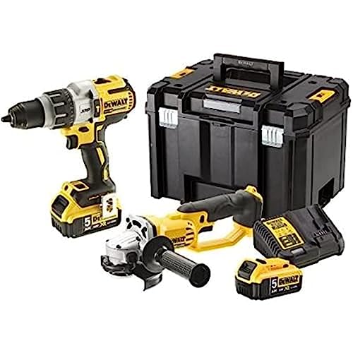 Dewalt dck278p2t-qw Set 2 Werkzeug 18 V 5 Ah – Schlagbohrmaschine und Winkelschleifer – 2 Akkus, 1 Ladegerät und 1 Koffer inklusive