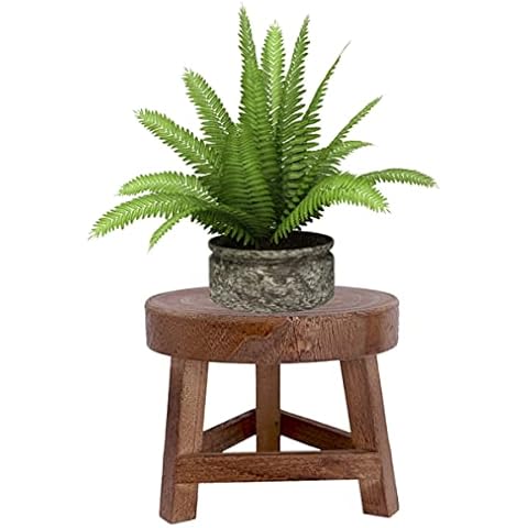 Mini Round Wooden Stool, Wooden Plant Stand Mid Century Wood Flower Pot Holder for Outdoor Indoor Home Office Decorations, Brown Cover