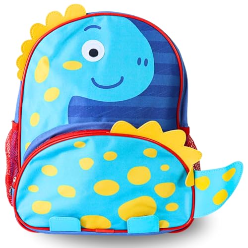 Mochila Bolsa Escolar Infantil Dinossauro 3D, 10 Litros, Cores Vibrantes, Tamanho Ideal Creche, Pré-escola, Passeio diários e Mochila para PET (Azul)