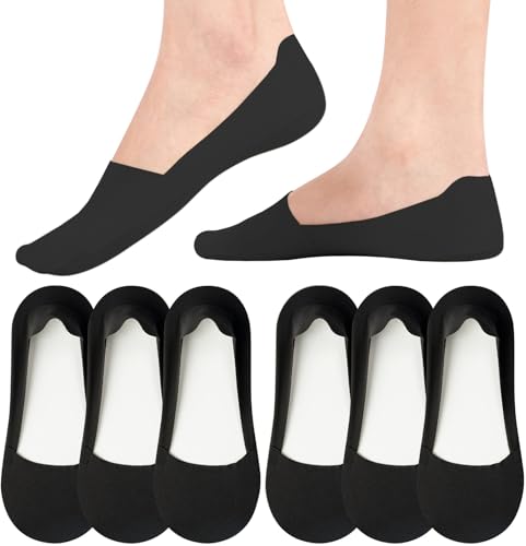 No Show Trainer Socks Womens - Non Slip Invisible Socks Ladies Low Cut Liner Footies Thin Silk Socks for Canvas Loafers Lightweight 6 Pairs