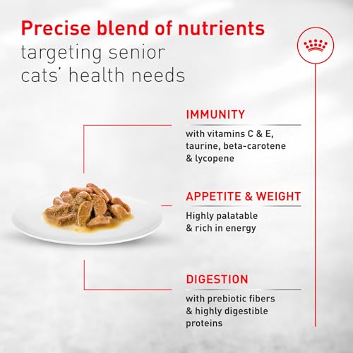 Image of ROYAL CANIN Feline Health Nutrition Aging 11+ Wet Cat Food for Seniors, Thin Slices in Gravy for Cats Over 11 Years, Supports Optimal Health & Vitality, 3 oz can, case of 12