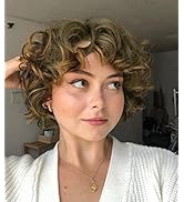 BECUS Afro Perücke Synthetische Verworrene Lockige Curly mit Pony kurze Perücken für Schwarze Dam...