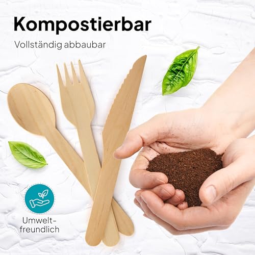 100 Stück Einweg Holzmesser Besteck | Holz Messer Einwegmesser Einwegbesteck | Holzbesteck Holzgeschirr Einweg Messer aus Holz (100)