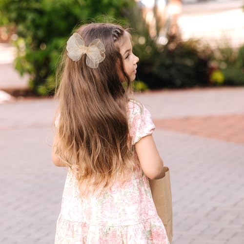 Mabor 2 Pcs Champagne Tulle Bow Hair Clips miniatura 5