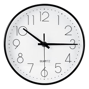 8 Pulgadas Reloj de Pared silencioso, Redondo Decorativo Moderno, Reloj Clásico Estilo, sin tictac, para Oficina, Cocina, Sala de Estar, habitación de niños, Escuela (Blanco)
