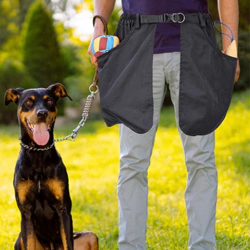 Dog Training Apron, Hundetraining Futterbeutel Taillenschürze, Leckerlibeutel für Hunde mit großen Taschen und Verstellbare Hüftgurt für Hundetrainer Futterbeutel Hundetraining Leckerli Tasche (L)