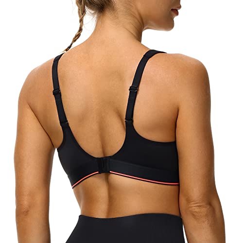 Zerobound Women's Sports Bra High Impact Plus Size Compression Wirefree Full Coverage Large Bust Non-Padded Workout Bras Pitch-Black #TOP3
