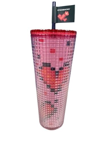 Starbucks 2025 Valentine’s Day Cold Cup with Lid and Straw, 24 oz – Limited Edition Reusable Pink Tumbler