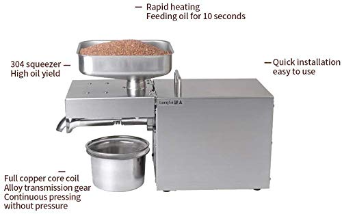Fayelong Home Ölpresse Maschine,Automatisch Elektrische Expeller Maschine Handels Öl Expeller Öl Extraktor Maschinen Ausrüstung für Erdnuss Nuts Samen Leinsamen 1500W (Öleinfüllbechers 2L) - 4